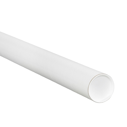 2" x 18" White Laminated Mailing Tubes with Caps Retail (6 Mailing Tubes)